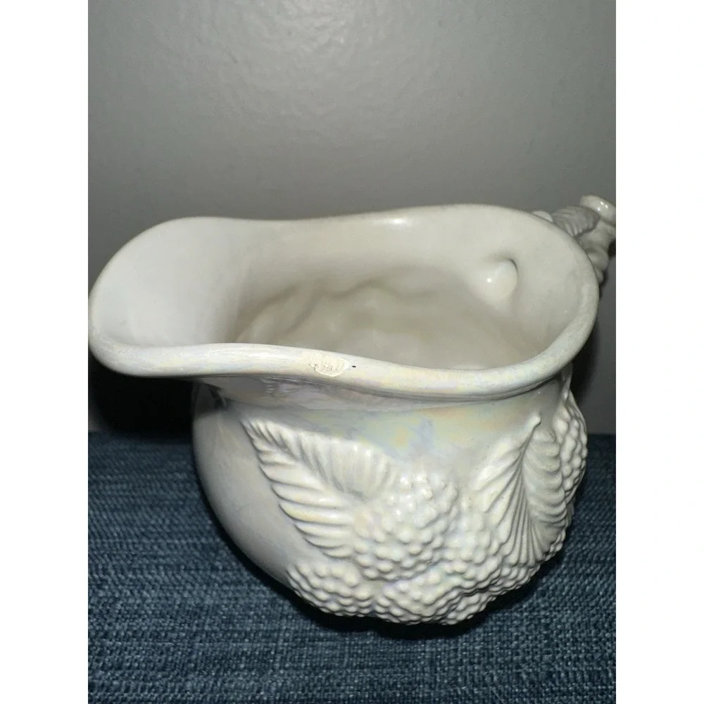 Vintage Blackberry Relief Creamer & Covered Sugar Bowl Parian Style White Lustre